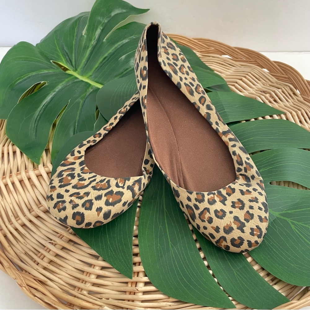 Faded Glory Essentials Women's Leopard Print Fabric Ballet Flats Size 8